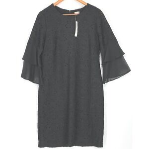 NWT Chico's Women Dress 0 Short Lace Ruffle Sleeve Black Occasion Shift $149.00